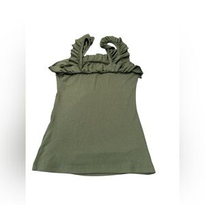 Army‎ Green Ruffle Strap Tank Top – Size Medium